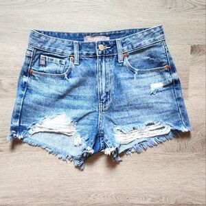 Just USA Women's High Waisted Destroyed Denim Shorts Small S